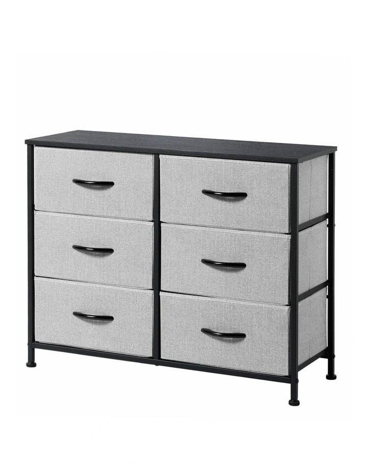Luna Fabric Home Storage Dresser 6 Drawer in Grey image 1