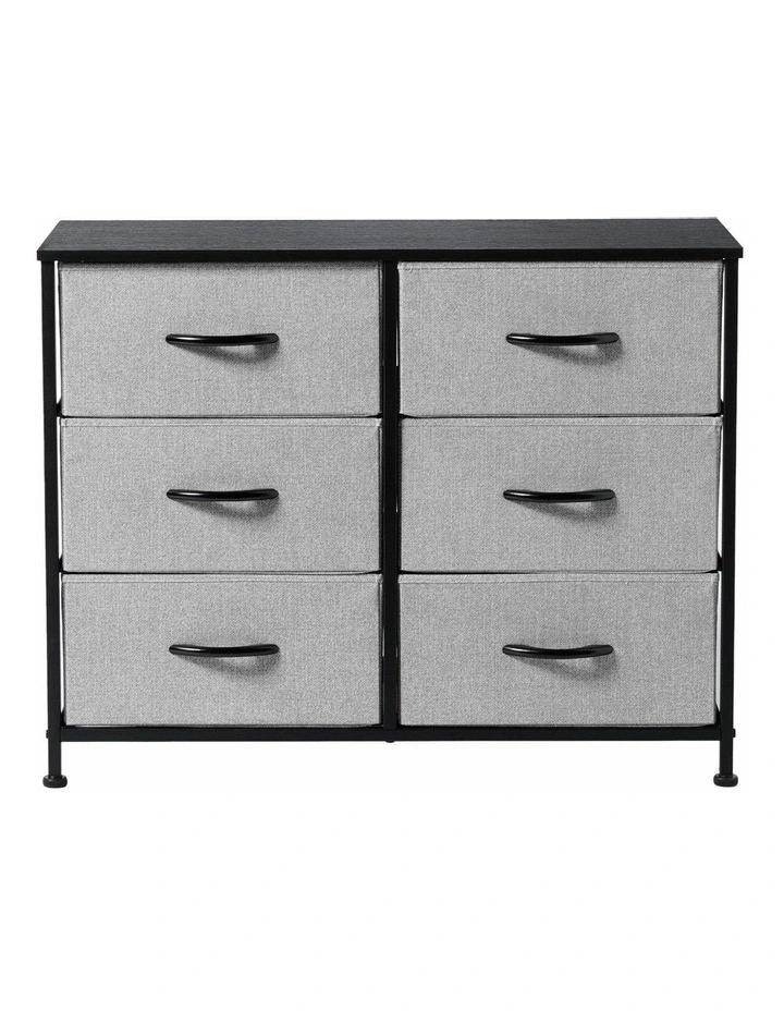 Luna Fabric Home Storage Dresser 6 Drawer in Grey image 3
