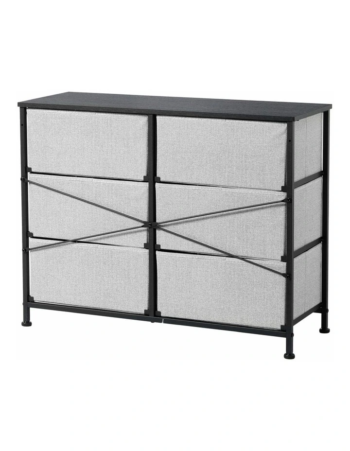 Luna Fabric Home Storage Dresser 6 Drawer in Grey image 4