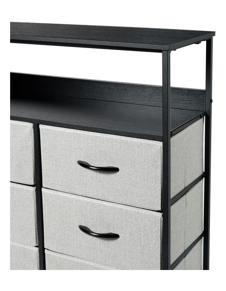 Luna Fabric Dresser With Shelf 8 Drawer in Grey image 5