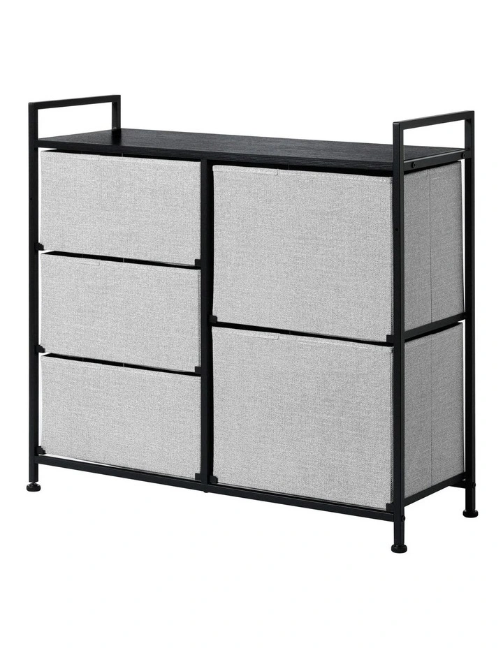 Luna Fabric Home Storage Dresser 5 Drawer in Grey image 4