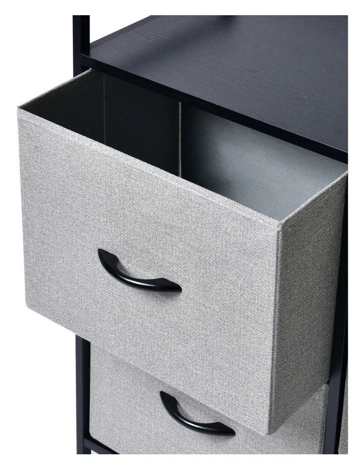 Luna Fabric Home Storage Dresser 5 Drawer in Grey image 6