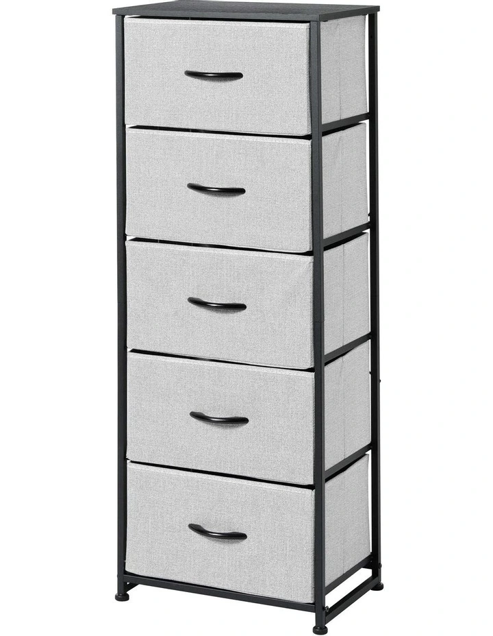 Luna Tallboy 5 Drawer in Grey image 1
