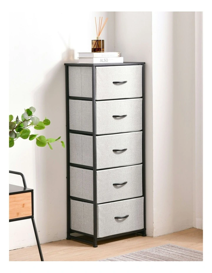 Luna Tallboy 5 Drawer in Grey image 7