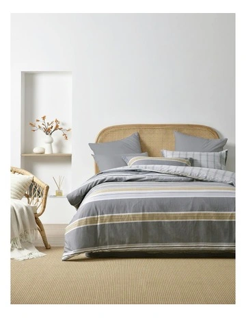 Avery Reversible Quilt Cover Set in Grey