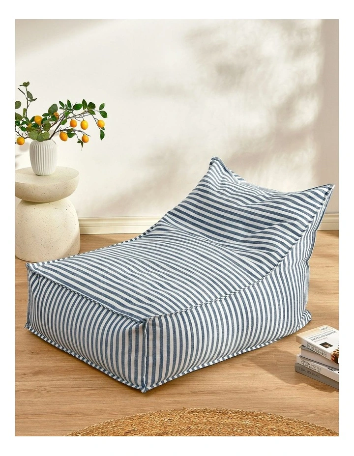 Oscar Faux Linen One Seater Bean Bag Lounger Cover in Navy image 1
