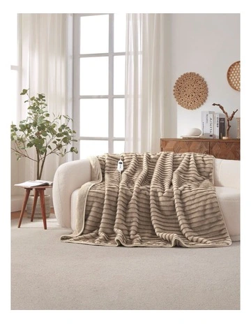 Nara Faux Mink Electric Heated Throw Blanket in Brown