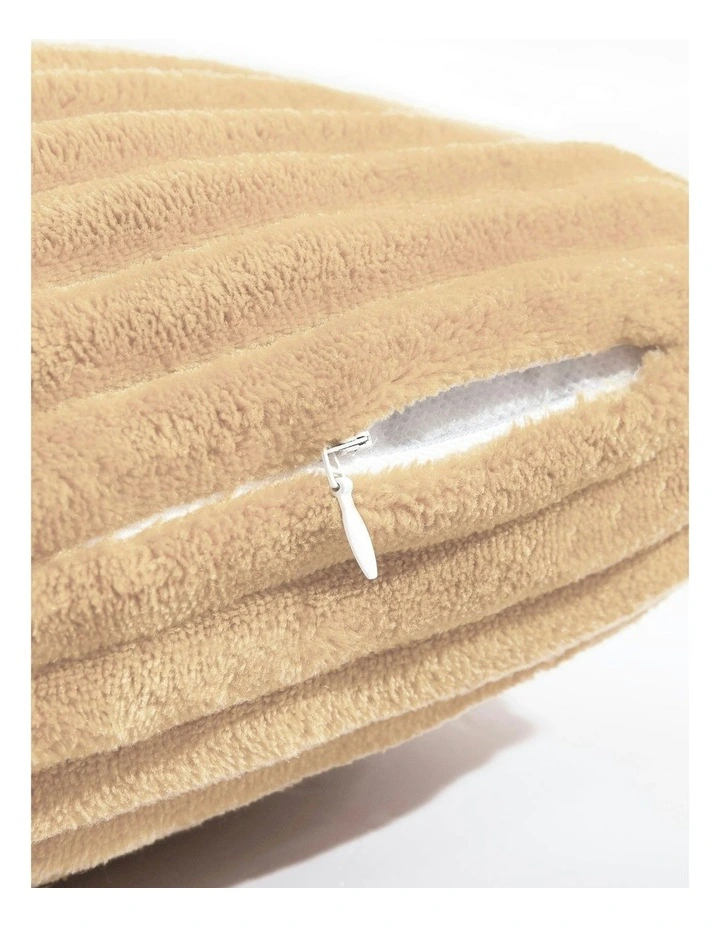 Embossed Teddy Fleece Cushion 45x45cm in Natural Fawn image 7