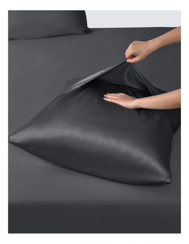 Matte Satin Euro Pillowcase in Charcoal image 5