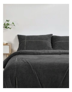Jasper Teddy Fleece Quilt Cover Set in Charcoal