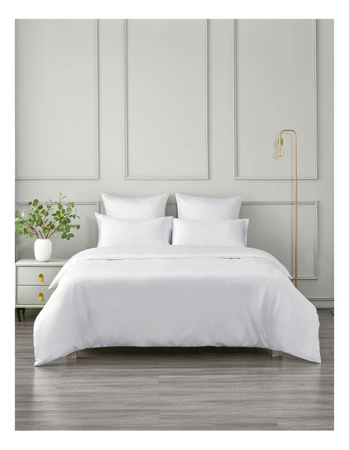 Matte Satin Quilt Cover Set in White image 1