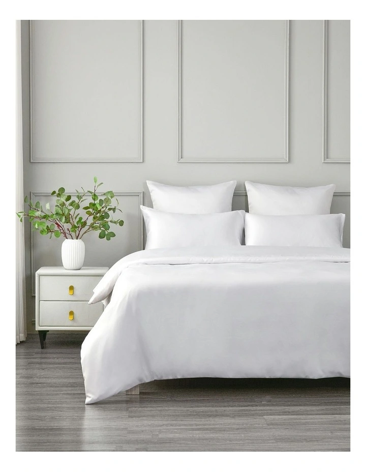 Matte Satin Quilt Cover Set in White image 2