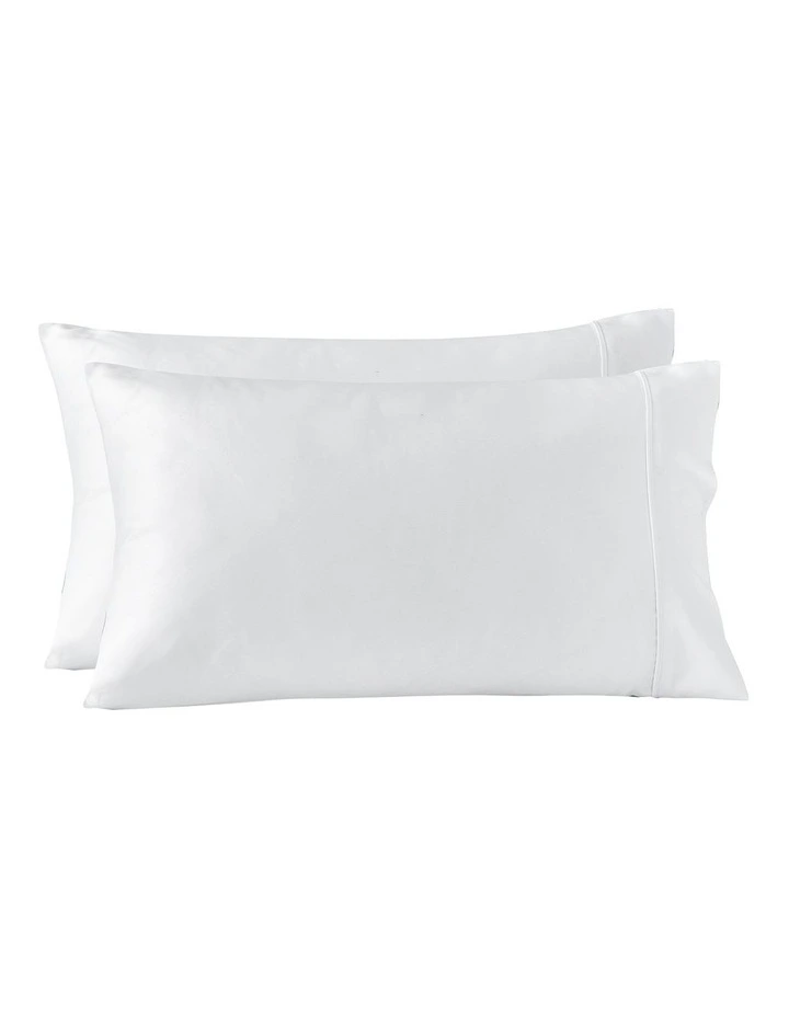 Matte Satin Standard Pillowcase Twin Pack in White image 3
