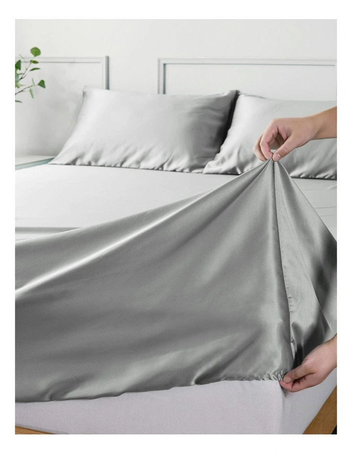 Matte Satin Sheet Set in Grey image 4
