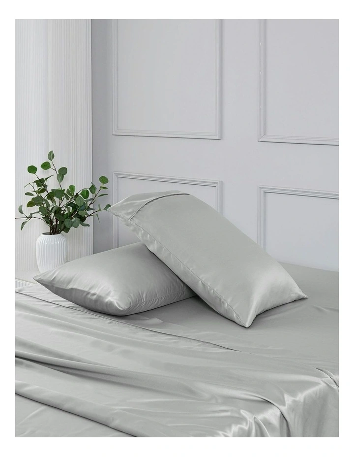 Matte Satin Sheet Set in Grey image 7