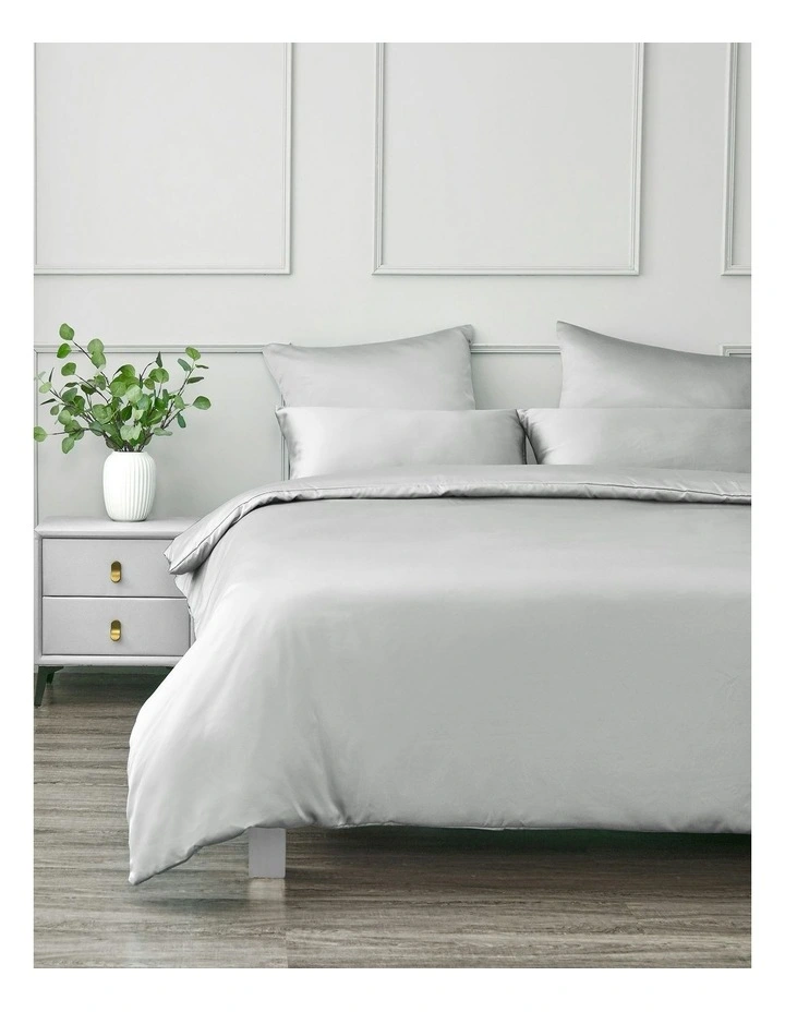 Matte Satin Quilt Cover Set in Grey image 2
