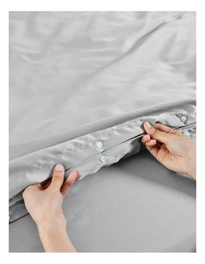 Matte Satin Quilt Cover Set in Grey image 5