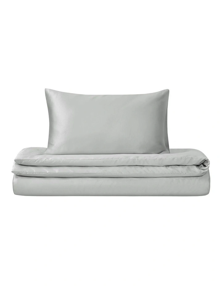 Matte Satin Quilt Cover Set in Grey image 7