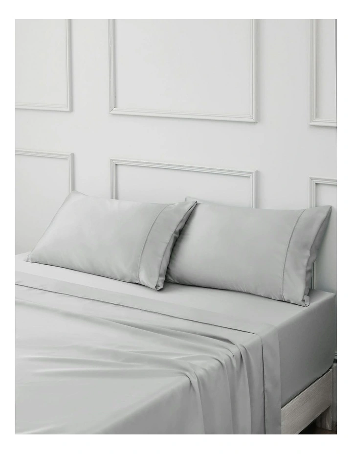 Matte Satin Standard Pillowcase Twin Pack in Grey image 2