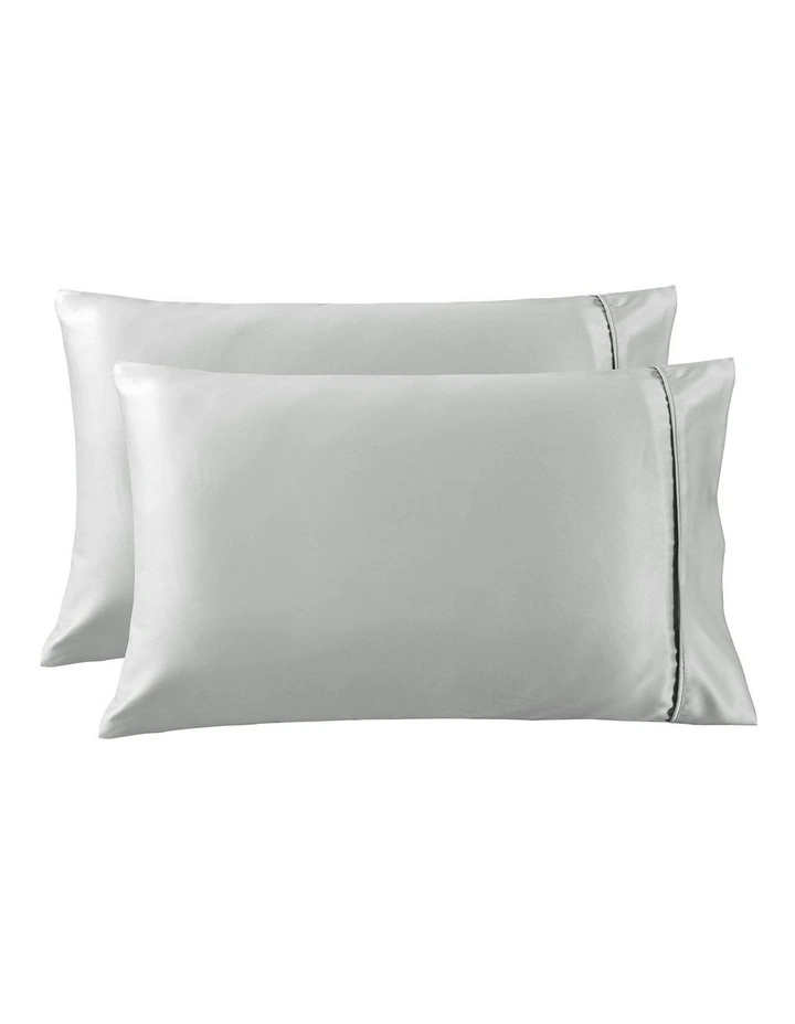 Matte Satin Standard Pillowcase Twin Pack in Grey image 3