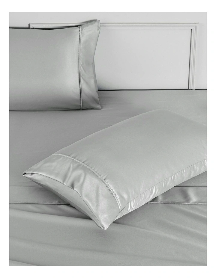 Matte Satin Standard Pillowcase Twin Pack in Grey image 5