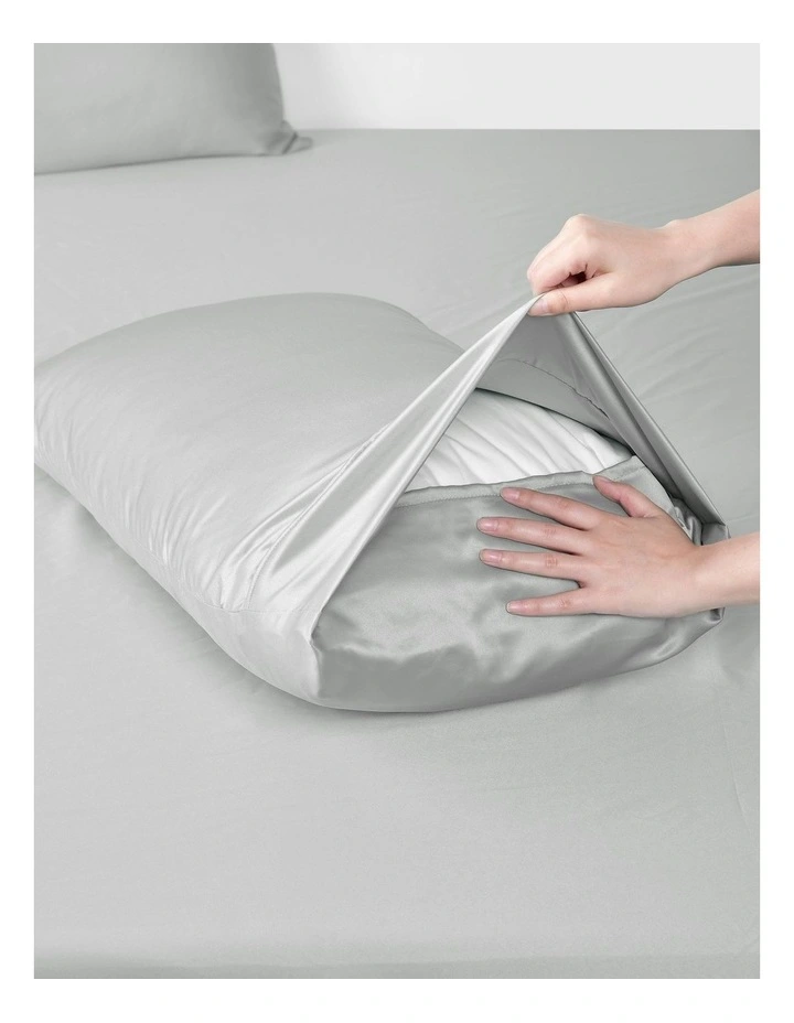 Matte Satin Standard Pillowcase Twin Pack in Grey image 6