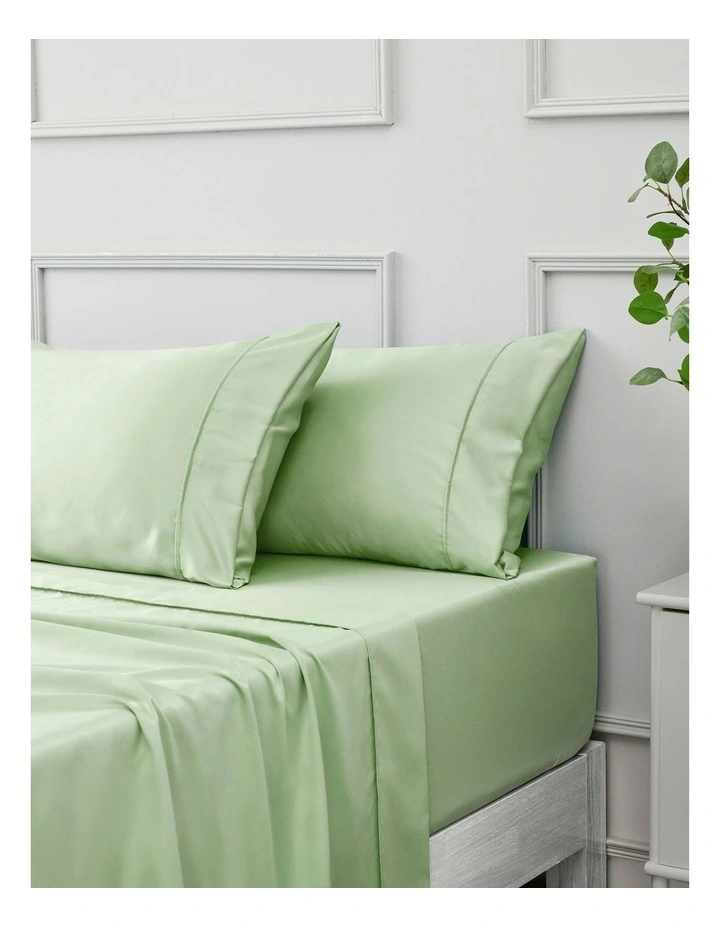 Matte Satin Sheet Set in Sage image 2