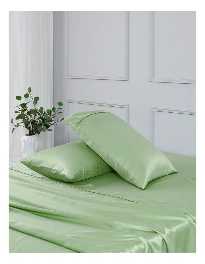 Matte Satin Sheet Set in Sage image 7