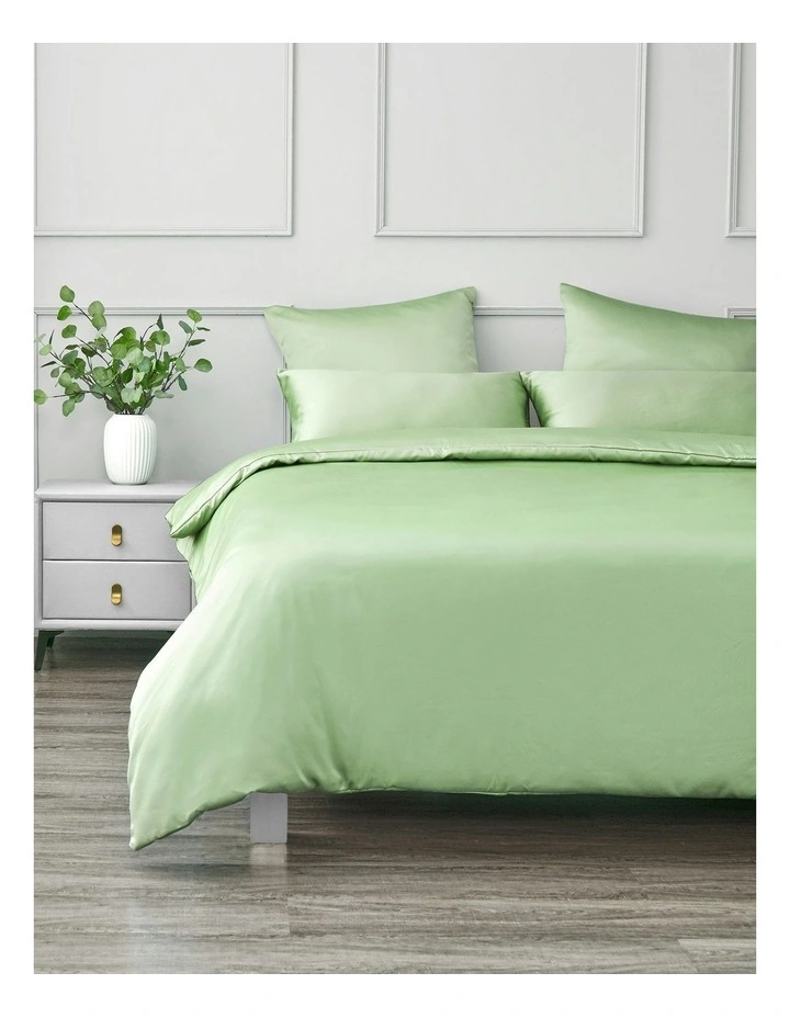 Matte Satin Quilt Cover Set in Sage image 2