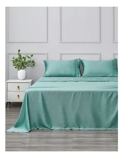 Matte Satin Sheet Set in Blue