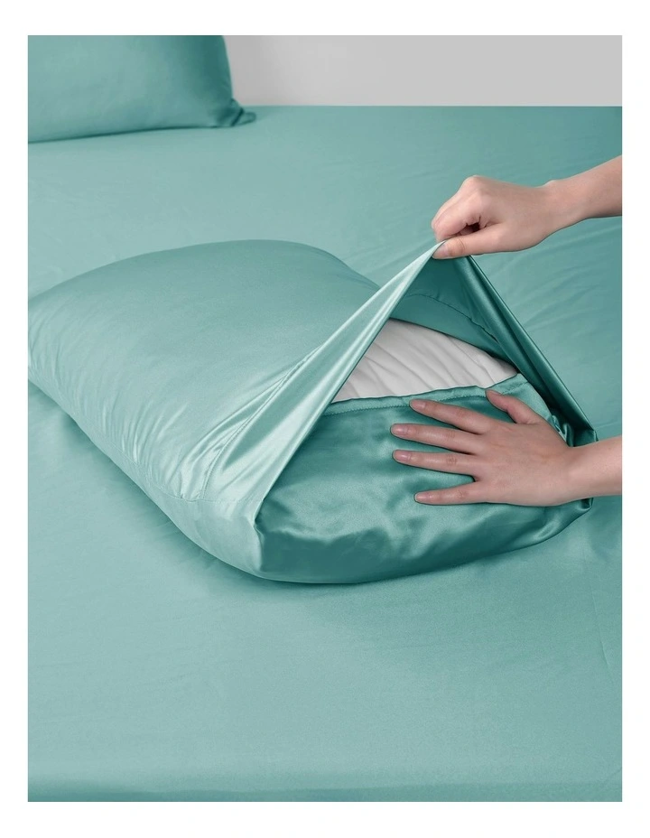 Matte Satin Sheet Set in Blue image 6