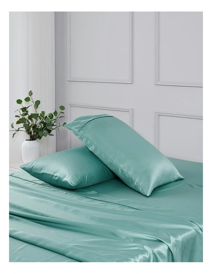Matte Satin Sheet Set in Blue image 7