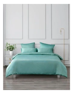 Matte Satin Quilt Cover Set in Blue