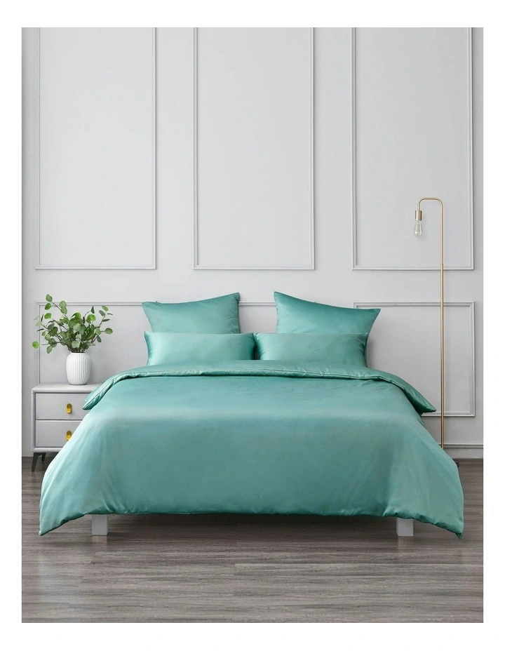 Matte Satin Quilt Cover Set in Blue image 1