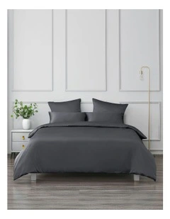 Matte Satin Quilt Cover Set in Charcoal