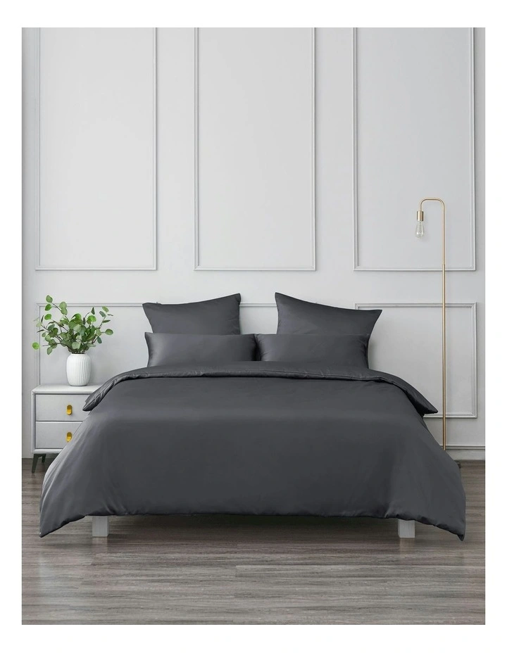 Matte Satin Quilt Cover Set in Charcoal image 1