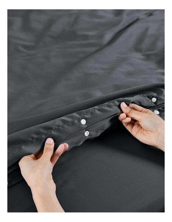 Matte Satin Quilt Cover Set in Charcoal image 5