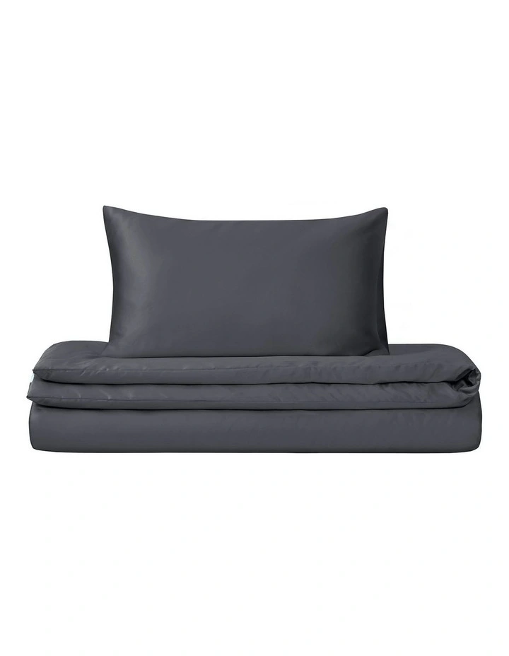 Matte Satin Quilt Cover Set in Charcoal image 7