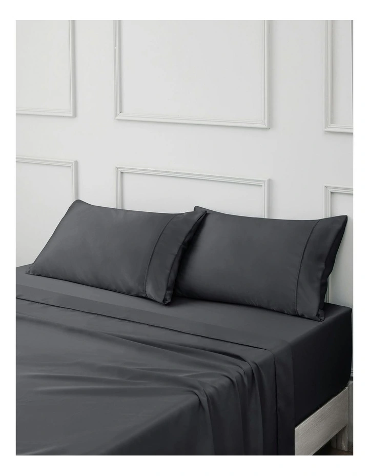 Matte Satin Standard Pillowcase Twin Pack in Charcoal image 2
