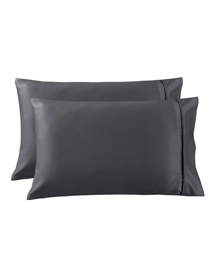 Matte Satin Standard Pillowcase Twin Pack in Charcoal image 3