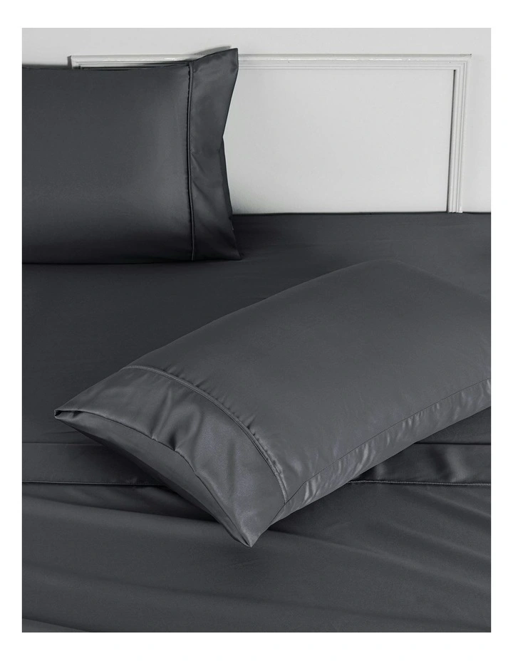 Matte Satin Standard Pillowcase Twin Pack in Charcoal image 5