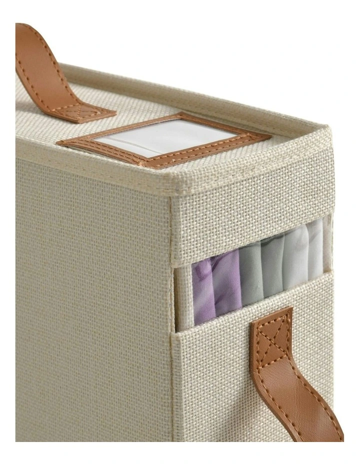 Faux Linen Bed Linen Storage Organiser 4 Pack in Beige image 4