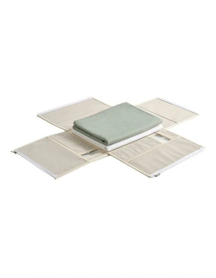 Faux Linen Bed Linen Storage Organiser 4 Pack in Beige image 5