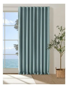Bennett Faux Linen Blockout S-Fold Curtain in Dusty Blue