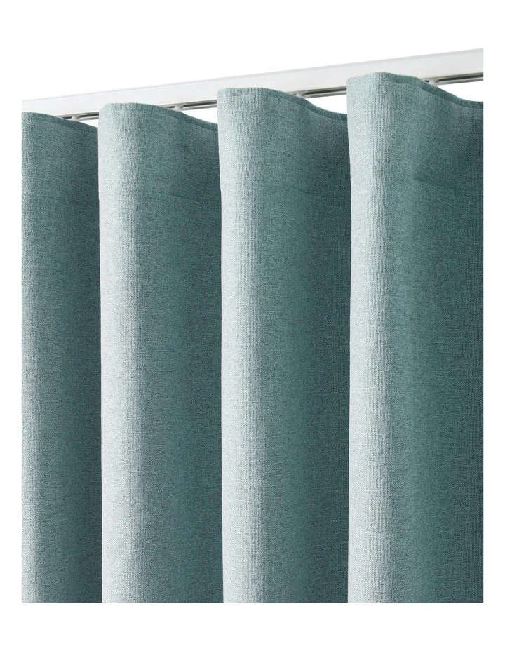 Bennett Faux Linen Blockout S-Fold Curtain in Dusty Blue image 2
