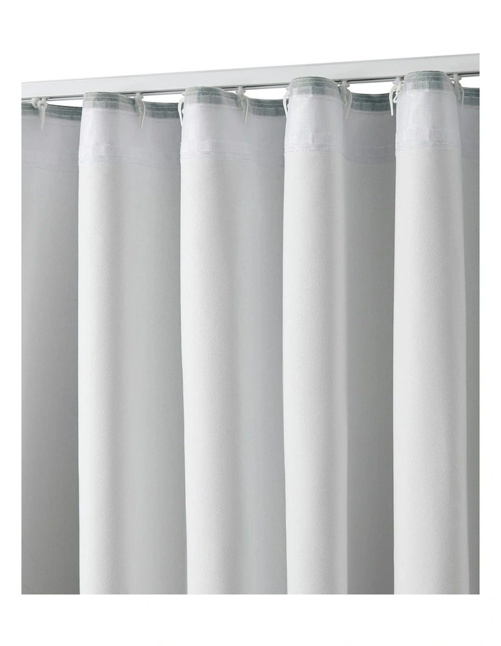 Bennett Faux Linen Blockout S-Fold Curtain in Dusty Blue image 3