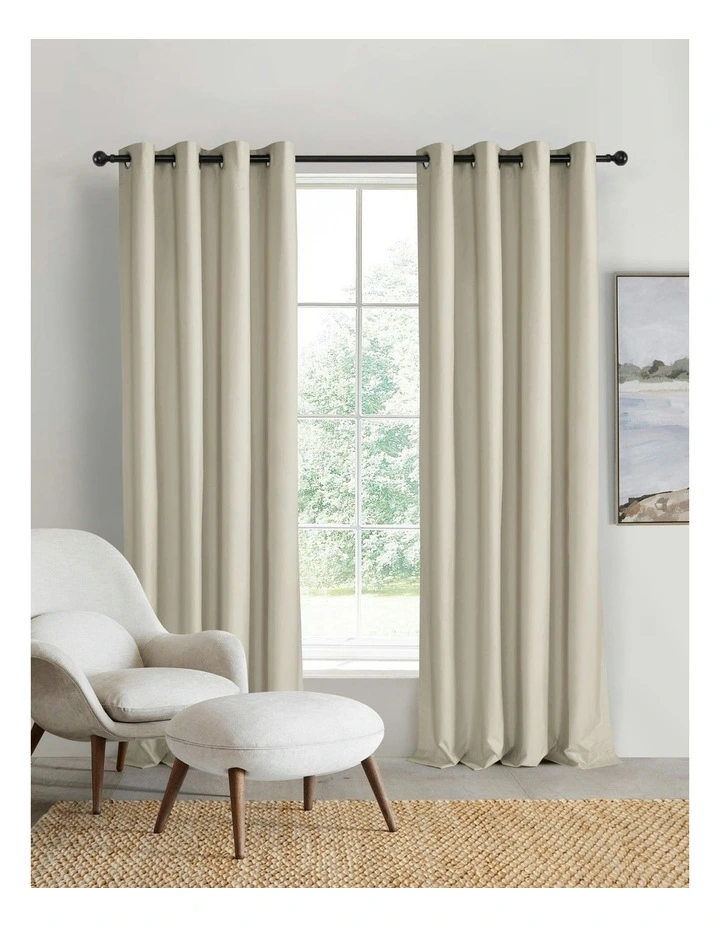 Home Orlando Blockout Eyelet Curtain Pair in Sand image 1