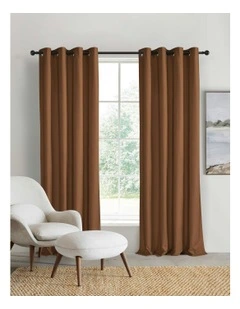 Home Orlando Blockout Eyelet Curtain Pair in Rust