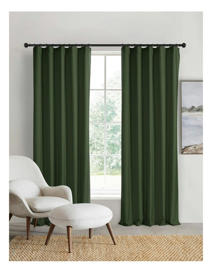 Home Orlando Blockout Eyelet Curtain Pair in Pine image 1
