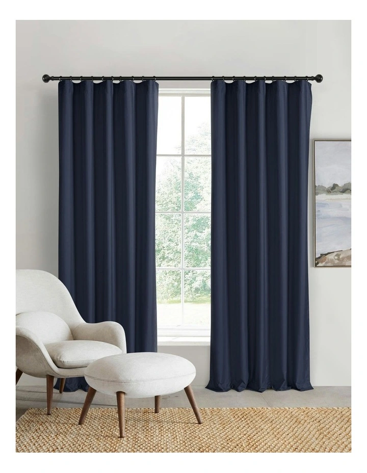 Home Orlando Blockout Eyelet Curtain Pair in Navy image 1